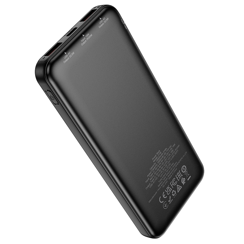 Externá batéria HOCO J136, 10000 mAh, 22,5 W, QC + PD, 1 × USB-C – 2 × USB-A, čierna