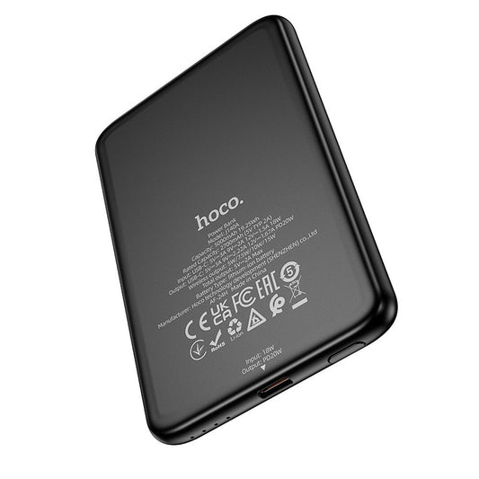 Externá batéria HOCO Wireless J140A, 5000mAh, 20W, PD + QI, 1 x USB-C, čierna