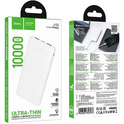 Externá batéria HOCO J153 Stability, 10000mAh, 10W, 2 x USB-A, biela