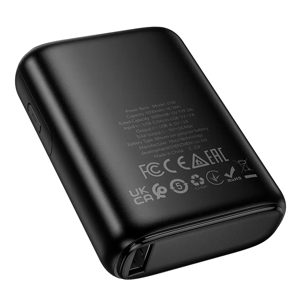 Externá batéria HOCO J158, 5000mAh, 10W, 1 x USB-A, čierna