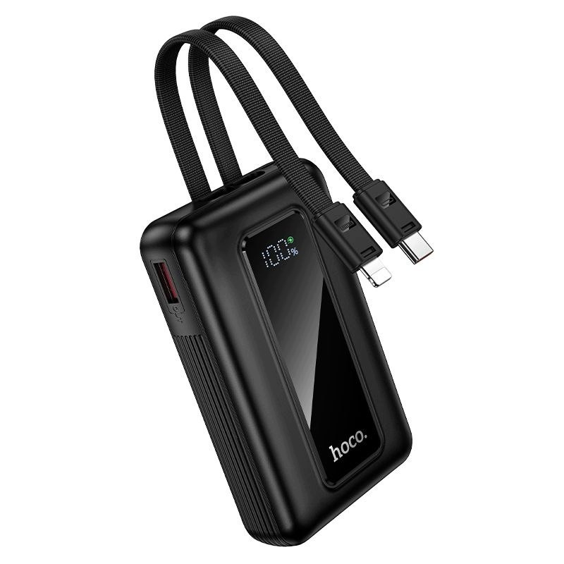 Externá batéria HOCO J162, 10000mAh, 22.5W, QC + PD, 1 x Lightning - 1 x USB-A - 2 x USB-C, Čierna