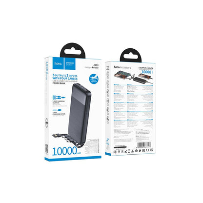 Externá batéria HOCO J163, 10000mAh, 10W, 1 x Lightning - 1 x microUSB - 2 x USB-A - 1 x USB-C, Čierna