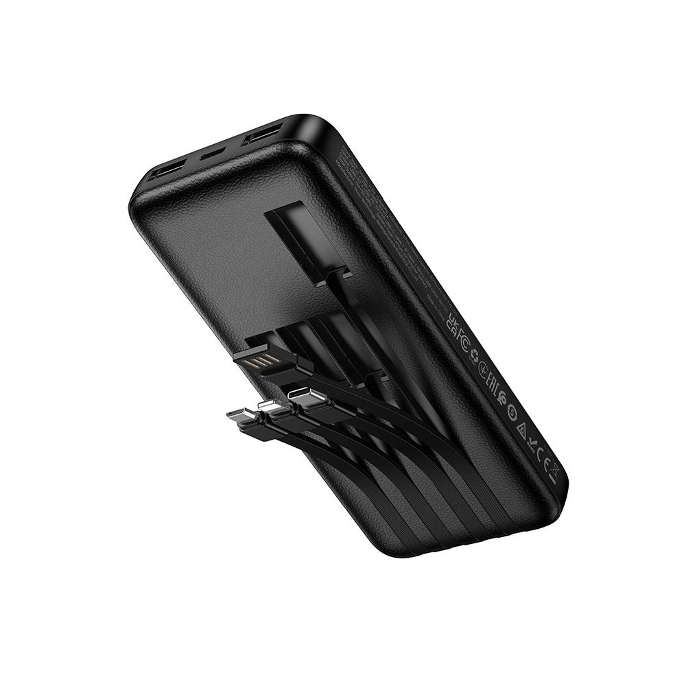 Externá batéria HOCO J163, 10000mAh, 10W, 1 x Lightning - 1 x microUSB - 2 x USB-A - 1 x USB-C, Čierna