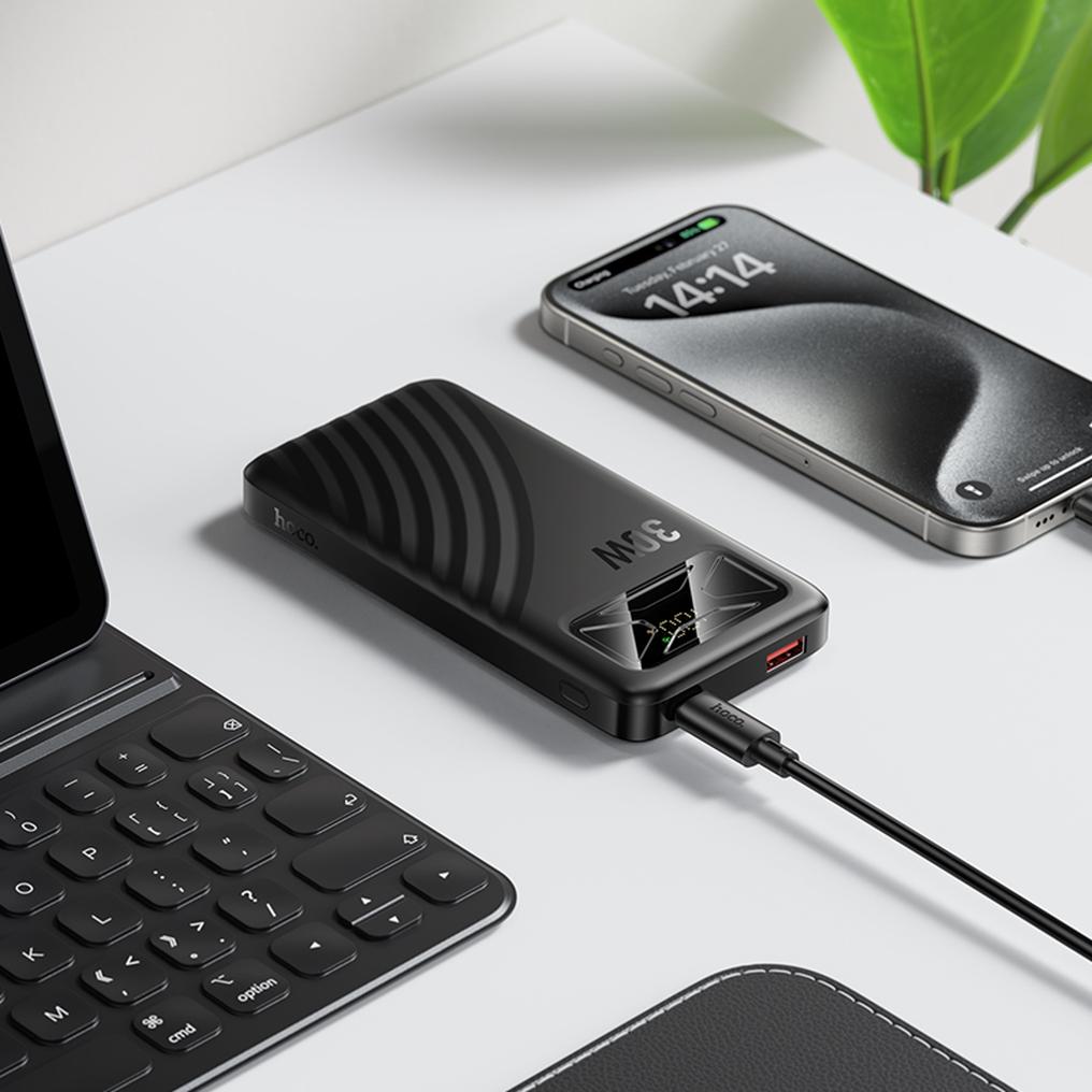 Externá batéria HOCO Q42, 10000 mAh, 30 W, QC + PD, 1 × USB-A – 1 × USB-C, čierna