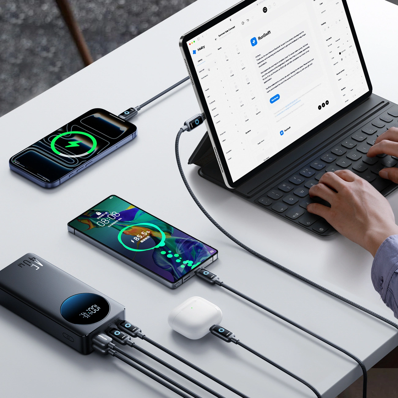 Externá batéria Joyroom JR-PBF02 Pro, 20000mAh, 45W, QC + PD, 2 x USB-A - 2 x USB-C, čierna