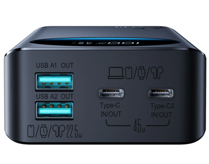 Externá batéria Joyroom JR-PBF02 Pro, 20000mAh, 45W, QC + PD, 2 x USB-A - 2 x USB-C, čierna