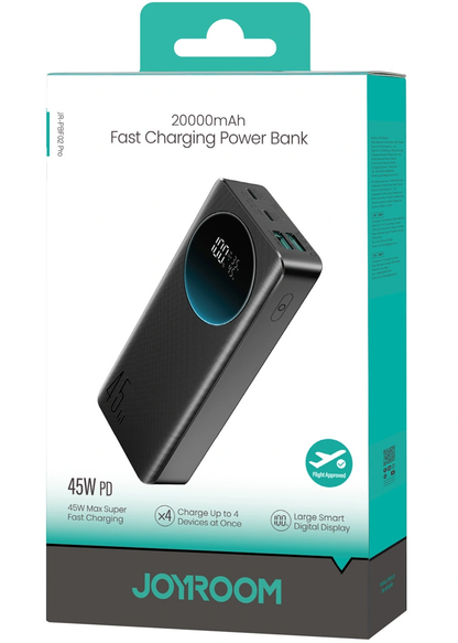 Externá batéria Joyroom JR-PBF02 Pro, 20000mAh, 45W, QC + PD, 2 x USB-A - 2 x USB-C, čierna