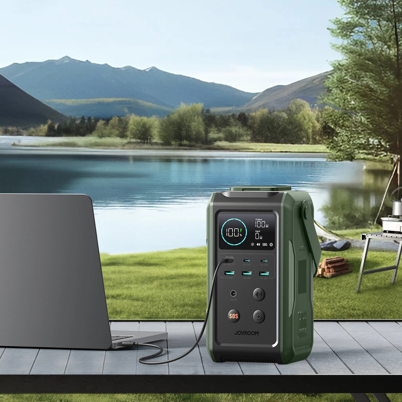 Externá batéria Joyroom JR-PBF10, 75000mAh, 100W, QC + PD, 3 x USB-A - 3 x USB-C, Zelená