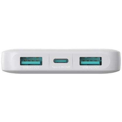 Externá batéria Joyroom JR-PBF12, 10000mAh, 12W, 1 x USB-C - 2 x USB-A, Biela