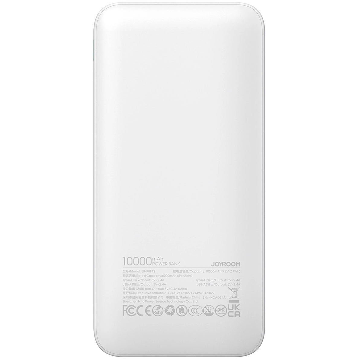 Externá batéria Joyroom JR-PBF12, 10000mAh, 12W, 1 x USB-C - 2 x USB-A, Biela
