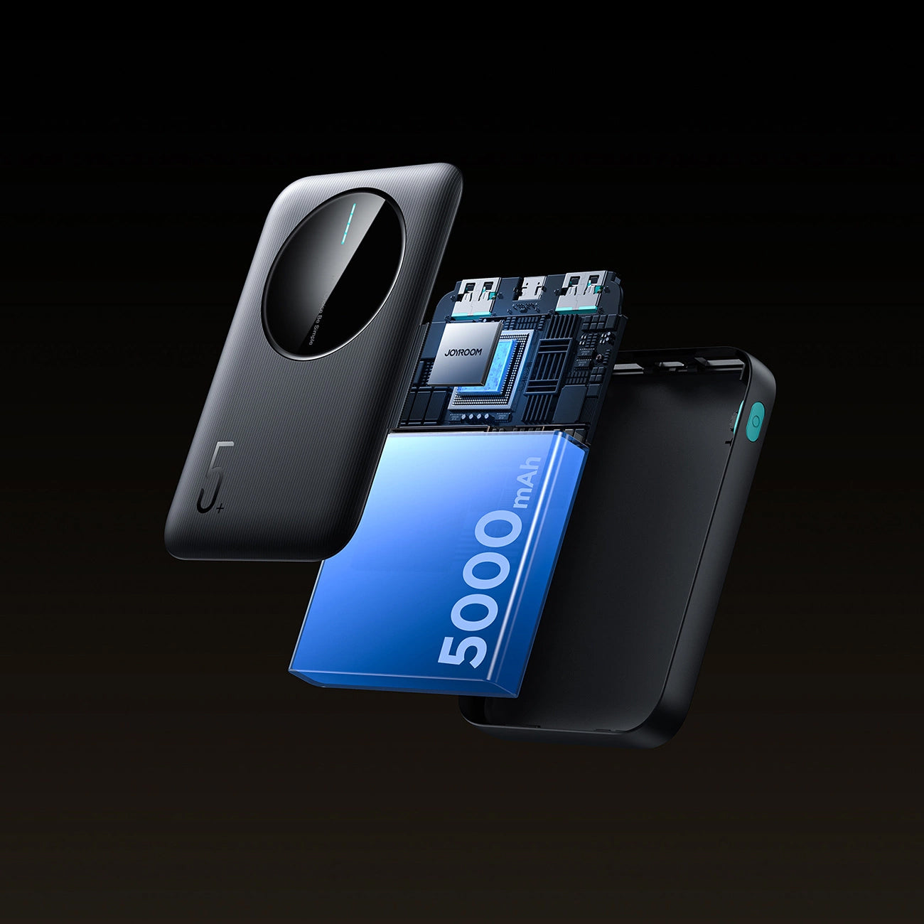 Externá batéria Joyroom JR-PBF13, 5000mAh, 12W, 1 x USB-C - 2 x USB-A, Čierna