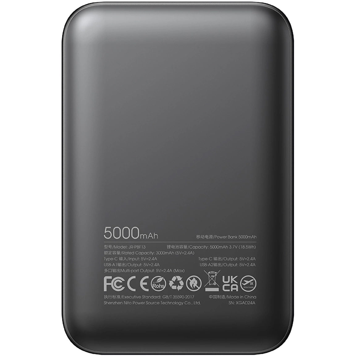 Externá batéria Joyroom JR-PBF13, 5000mAh, 12W, 1 x USB-C - 2 x USB-A, Čierna