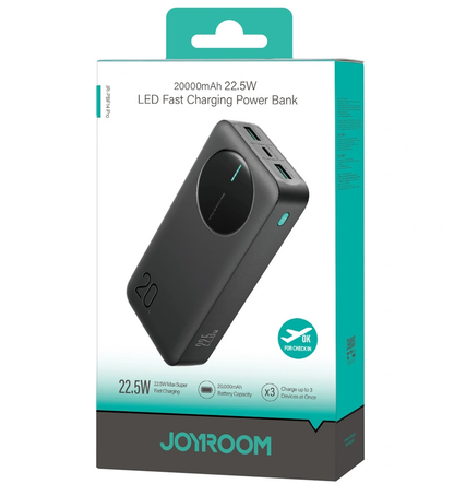 Externá batéria Joyroom JR-PBF14 Pro, 20000mAh, 22.5W, QC + PD, 1 x USB-C - 2 x USB-A, Čierna