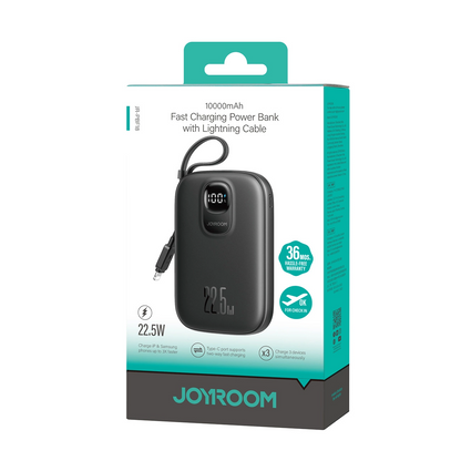 Joyroom JR-PBF18 External Battery, 10000mAh, 22.5W, QC + PD, 1 x Lightning - 1 x USB-A - 1 x USB-C, Black