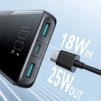 Externá batéria Joyroom JR-PBF20, 10000mAh, 25W, QC + PD, 1 x USB-C - 2 x USB-A, Čierna