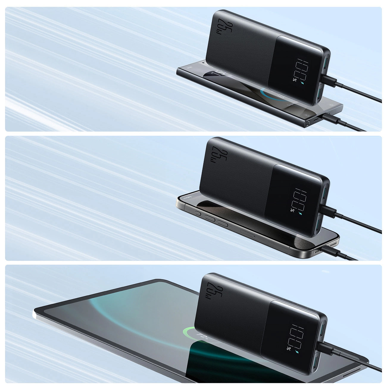 Externá batéria Joyroom JR-PBF20, 10000mAh, 25W, QC + PD, 1 x USB-C - 2 x USB-A, Čierna