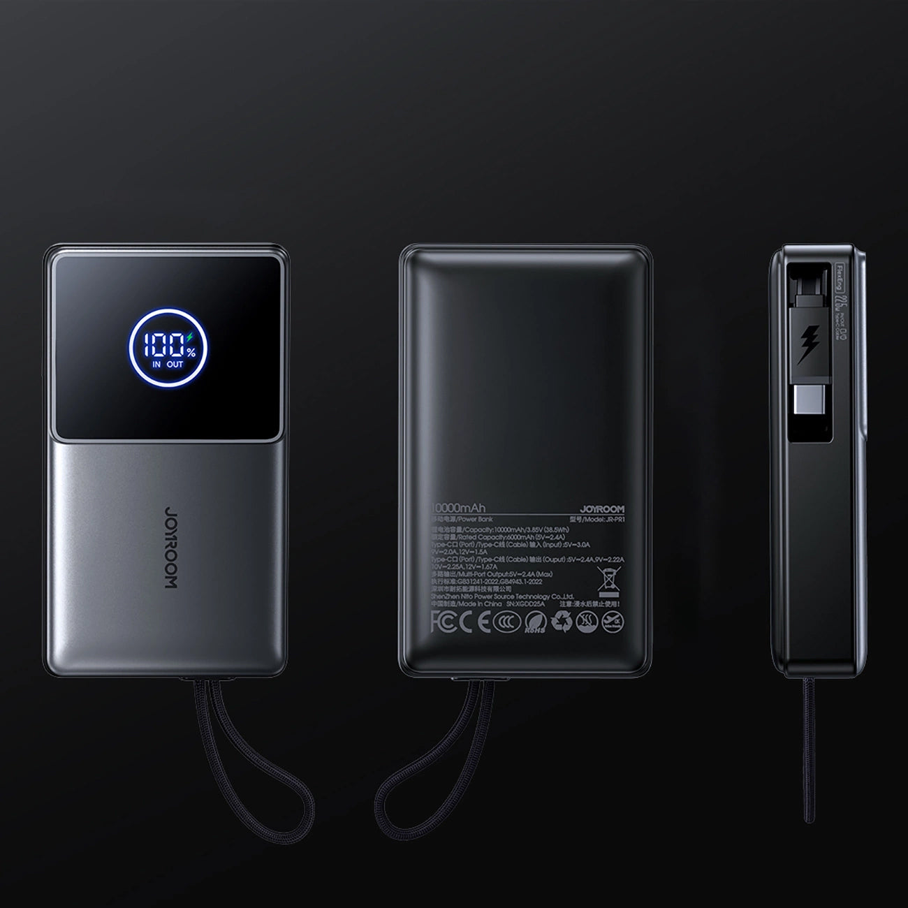Externá batéria Joyroom JR-PR1, 10000mAh, 22.5W, PD, 2 x USB-C, Sivá