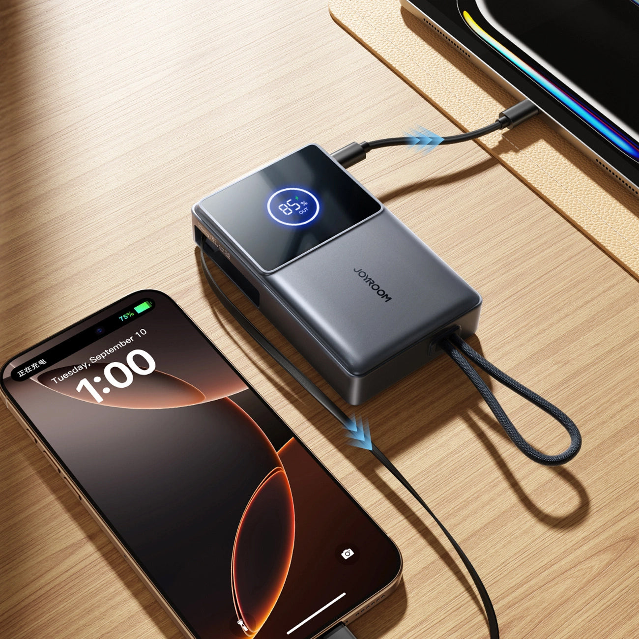 Externá batéria Joyroom JR-PR1, 10000mAh, 22.5W, PD, 2 x USB-C, Sivá