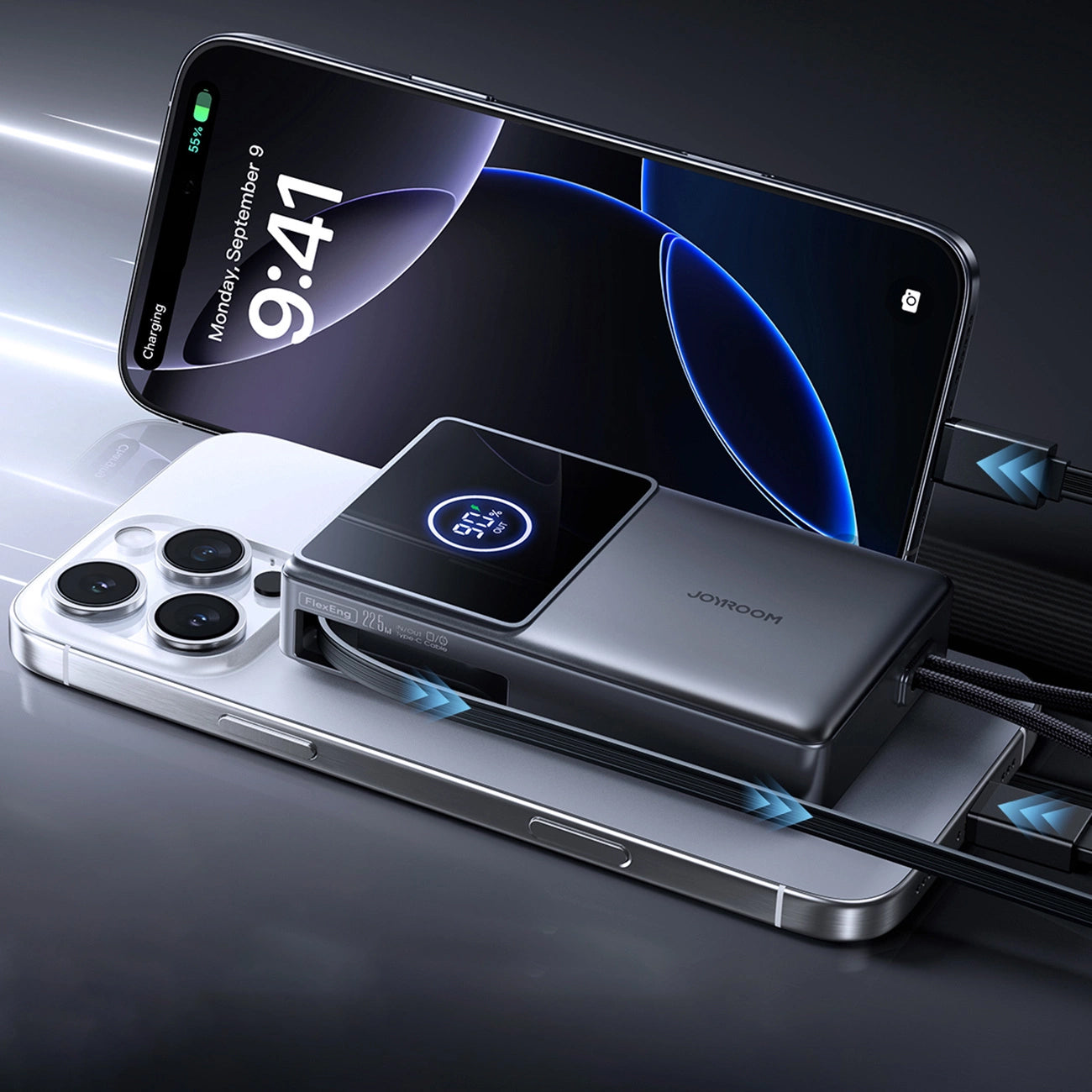 Externá batéria Joyroom JR-PR1, 10000mAh, 22.5W, PD, 2 x USB-C, Sivá