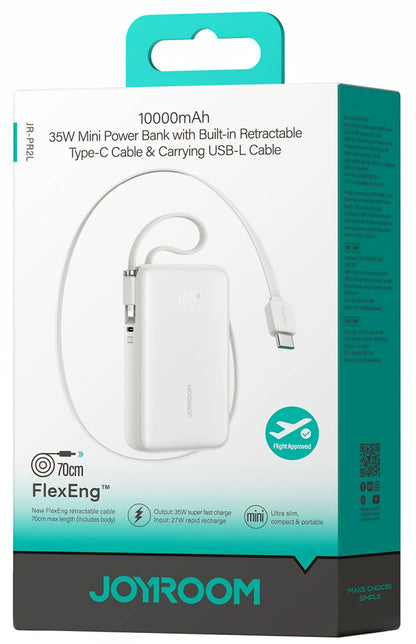 Externá batéria Joyroom JR-PR2L, 10000mAh, 35W, QC + PD, 1 x Lightning - 1 x USB-C, Biela