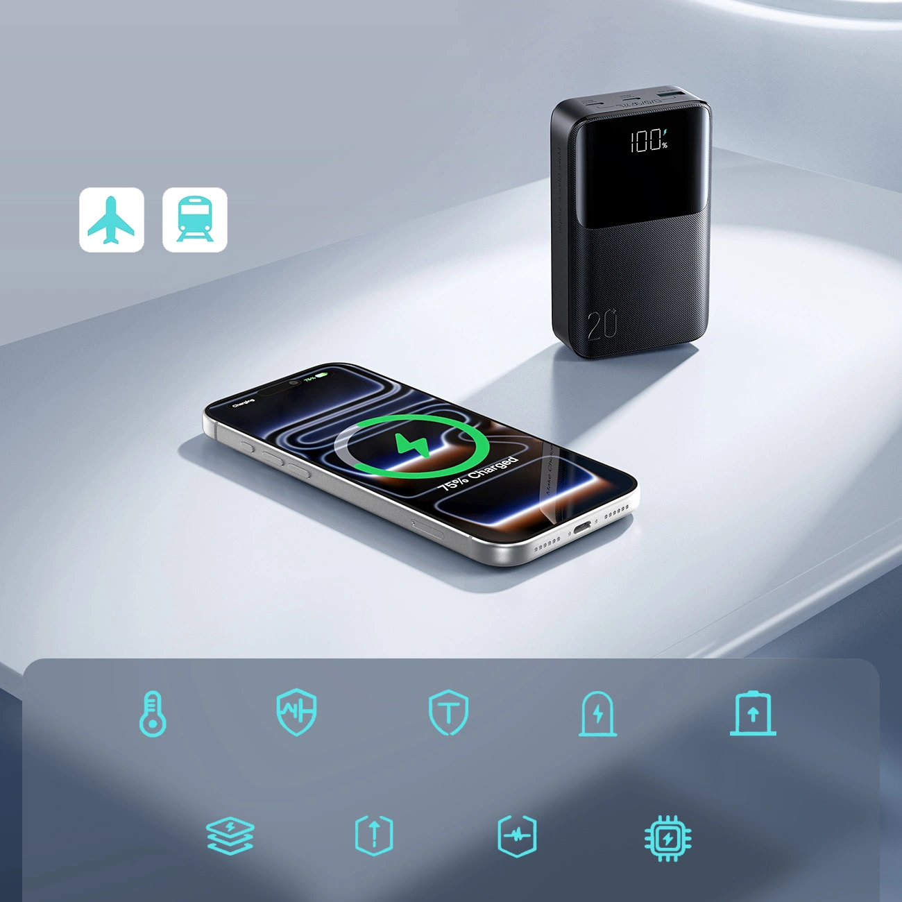 Externá batéria Joyroom JR-QP192, 20000mAh, 22.5W, QC + PD, 1 x USB-A - 2 x USB-C, Čierna