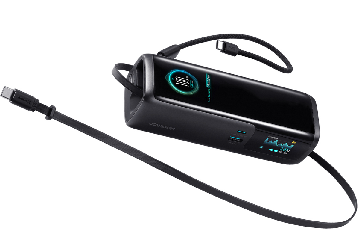 Externá batéria Joyroom PODIX PR70, 25000 mAh, 240 W, QC + PD, 1 × USB-A – 3 × USB-C, čierna