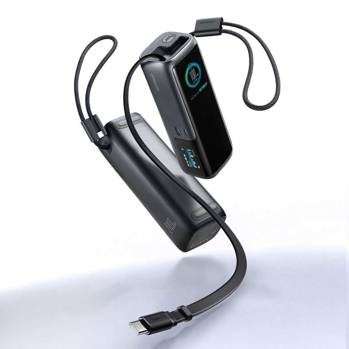 Externá batéria Joyroom PODIX PR70, 25000 mAh, 240 W, QC + PD, 1 × USB-A – 3 × USB-C, čierna