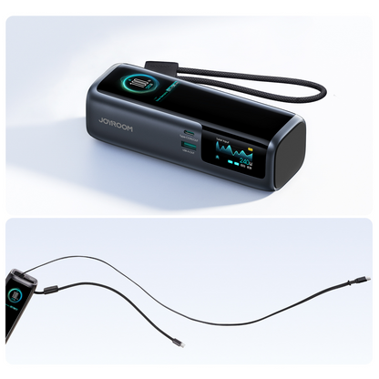 Externá batéria Joyroom PODIX PR70, 25000 mAh, 240 W, QC + PD, 1 × USB-A – 3 × USB-C, čierna