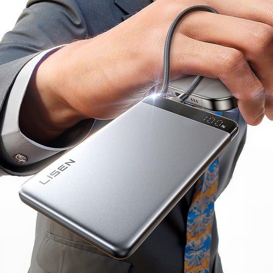 Externá batéria Lisen, 10000mAh, 22,5W, PD, 2 x USB-C, sivá