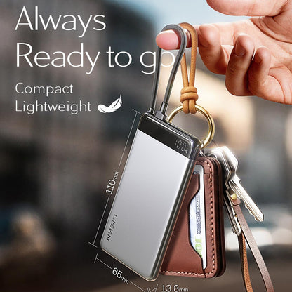 Externá batéria Lisen, 10000mAh, 22,5W, PD, 2 x USB-C, sivá