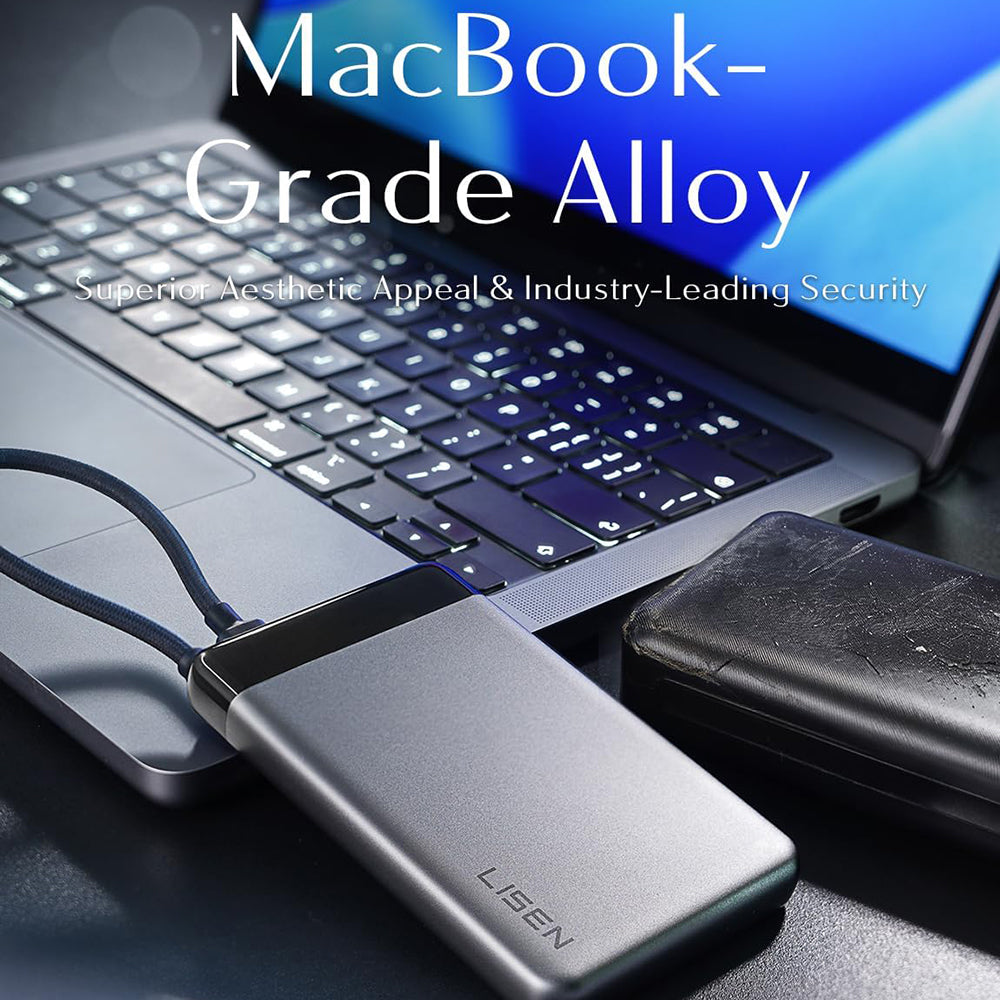 Externá batéria Lisen, 10000mAh, 22,5W, PD, 2 x USB-C, sivá