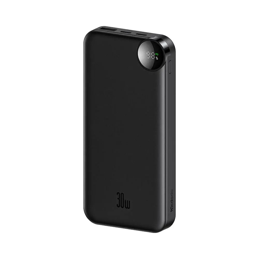 Externá batéria McDodo MC-3850 Display, 10000mAh, 30W, QC + PD, 1 x USB-A - 2 x USB-C, Čierna