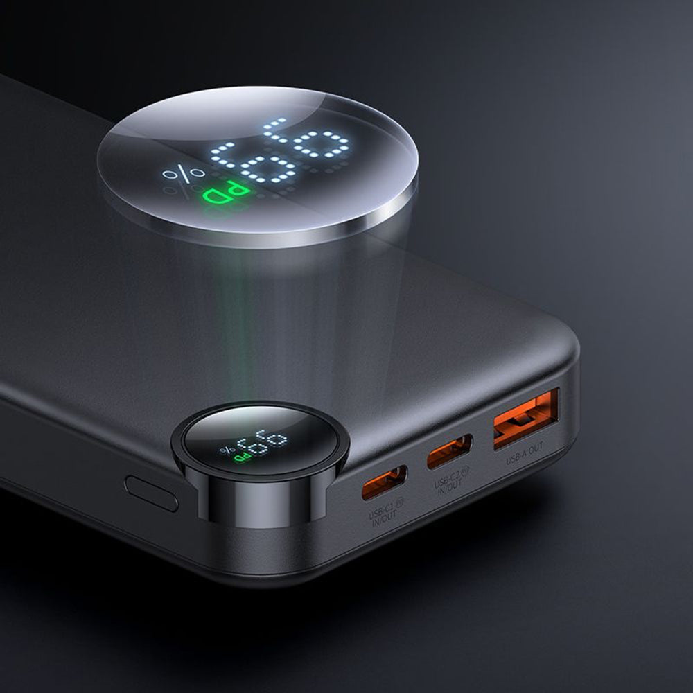 Externá batéria McDodo MC-3850 Display, 10000mAh, 30W, QC + PD, 1 x USB-A - 2 x USB-C, Čierna