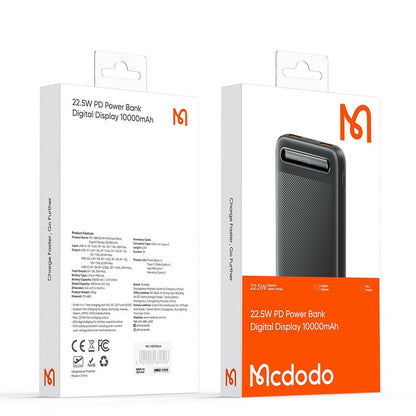 McDodo MC-3881 Star External Battery, 10000mAh, 22.5W, QC + PD, 2 x USB-A - 1 x USB-C, Black