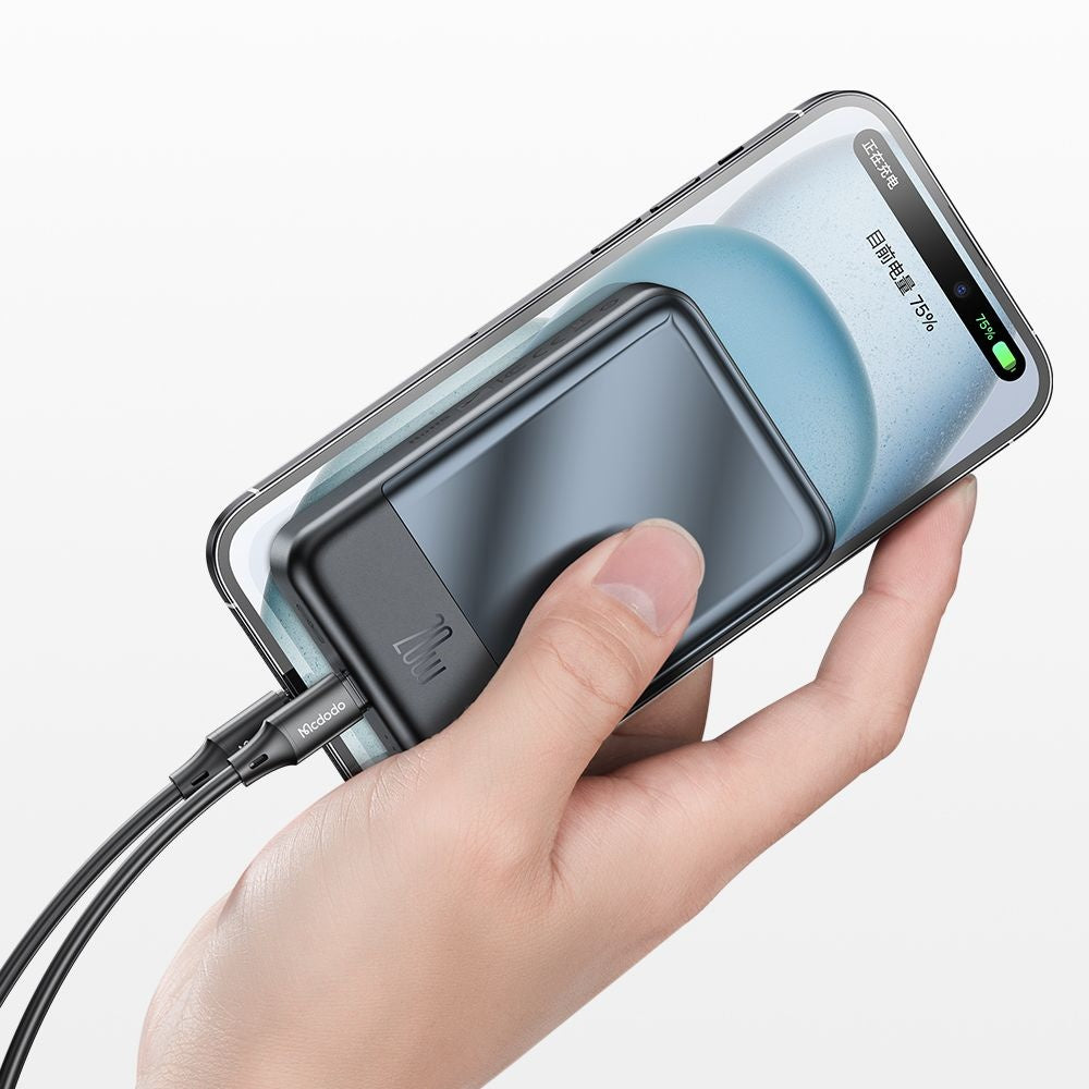 Bezdrôtová externá batéria McDodo MC-5021 Ambilight, 20000mAh, 20W, PD + FQI, 1 x QI - 1 x USB-C, Čierna