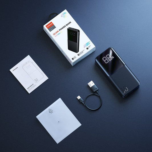 Externá batéria Joyroom JR-QP193, 30000mAh, 22,5W, QC + PD, 1 x USB-C - 2 x USB-A, čierna