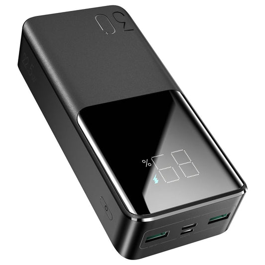 Joyroom JR-QP193 External Battery, 30000mAh, 22.5W, QC + PD, 1 x USB-C - 2 x USB-A, Black