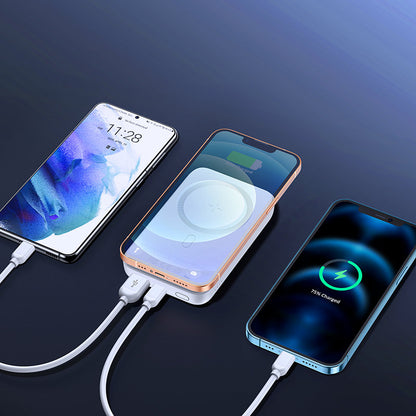 Externá bezdrôtová batéria Joyroom JR-W020, 10000mAh, 20W, QC + PD + FQI, 1 x QI - 1 x USB-A - 1 x USB-C, Biela