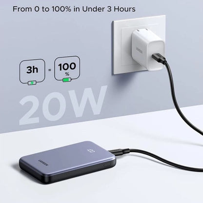 Externá batéria UGREEN 75131B, 10000mAh, 22.5W, QC + PD, 1 x USB-A - 1 x USB-C, Sivá