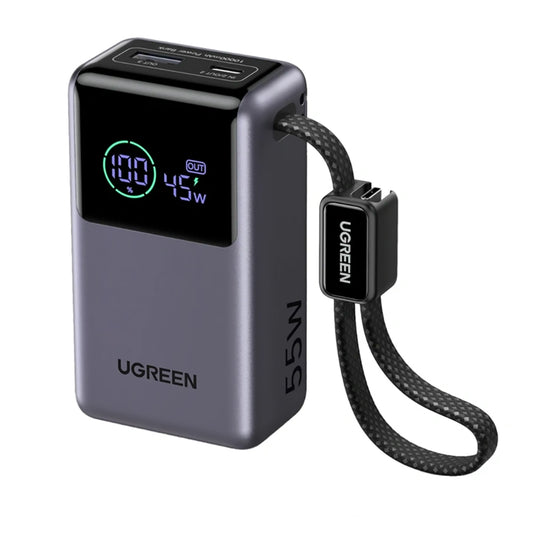 Externá batéria UGREEN Nexode Pro PB727 (85301B), 10000mAh, 55W, QC + PD, 1 x USB-A - 2 x USB-C, Sivá
