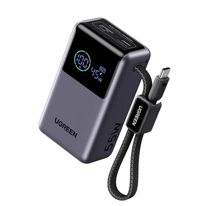 Externá batéria UGREEN Nexode Pro PB727 (85301B), 10000mAh, 55W, QC + PD, 1 x USB-A - 2 x USB-C, Sivá