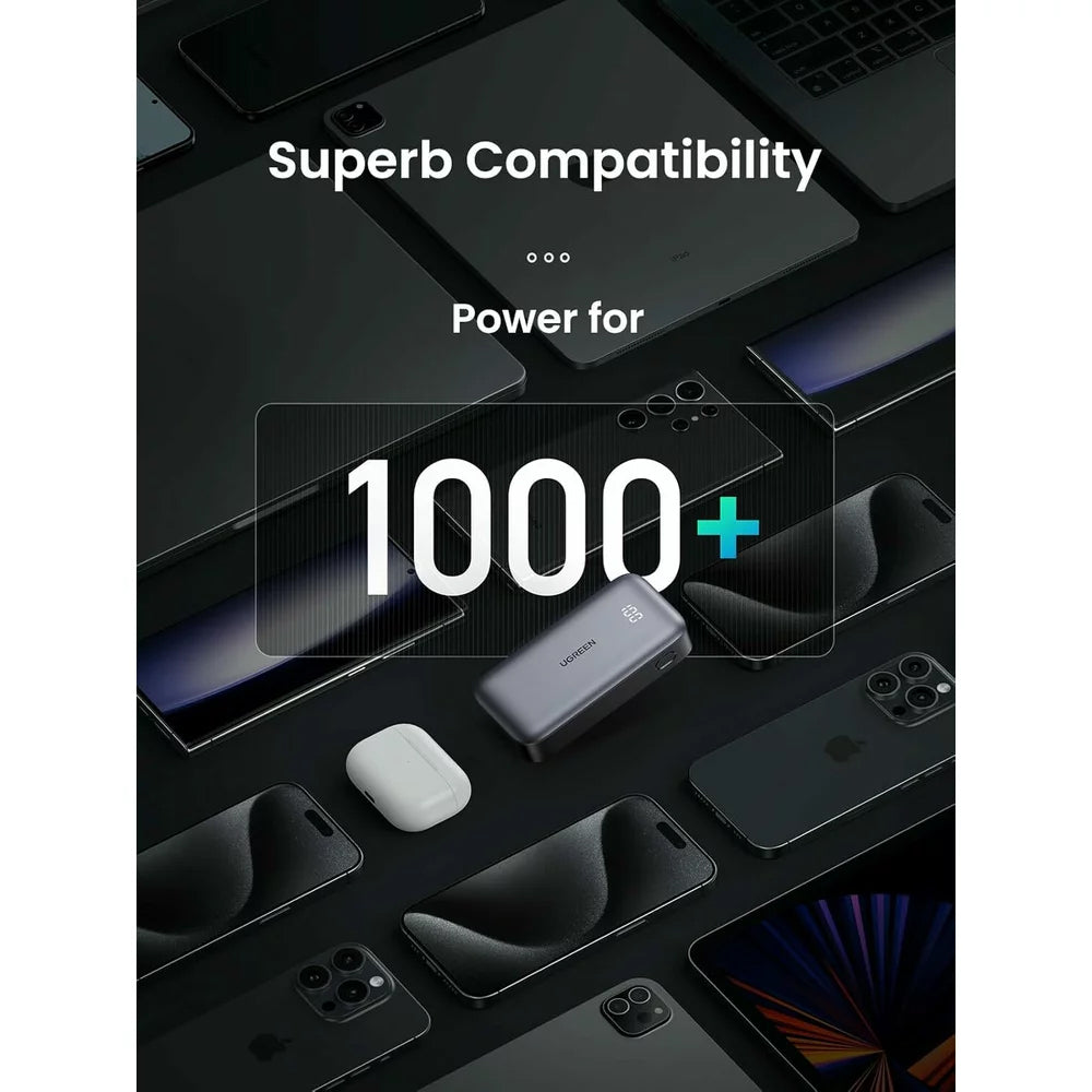 Externá batéria UGREEN PB502, 10000mAh, 30W, QC + PD, 1 x USB-A - 1 x USB-C, Sivá