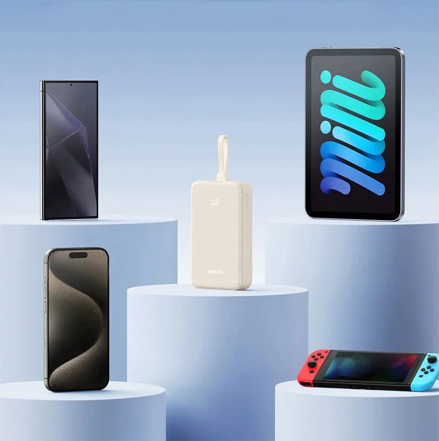 Externá batéria UGREEN PB521, 20000mAh, 30W, QC + PD, 1 x USB-A - 2 x USB-C, Biela