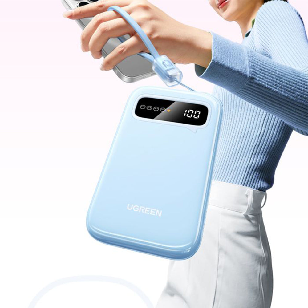 Externá batéria UGREEN PB522, 10000mAh, 20W, QC + PD, 1 x USB-A - 1 x USB-C, Modrá
