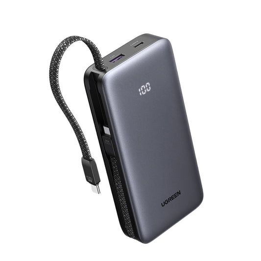 Externá batéria UGREEN PB528 (55985B), 20000mAh, 30W, QC + PD, 1 x USB-A - 3 x USB-C, Sivá