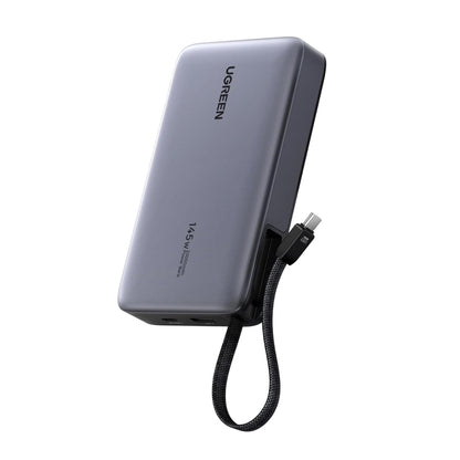 Externá batéria UGREEN PB551 (55992), 20000mAh, 145W, QC + PD, 1 x USB-A - 2 x USB-C, Sivá