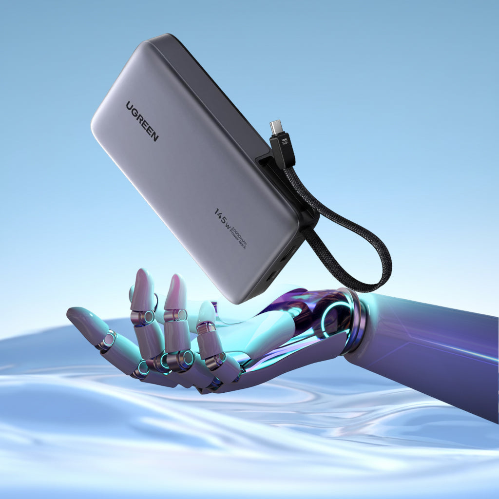 UGREEN PB551 External Battery (55992), 20000mAh, 145W, QC + PD, 1 x USB-A - 2 x USB-C, Gray