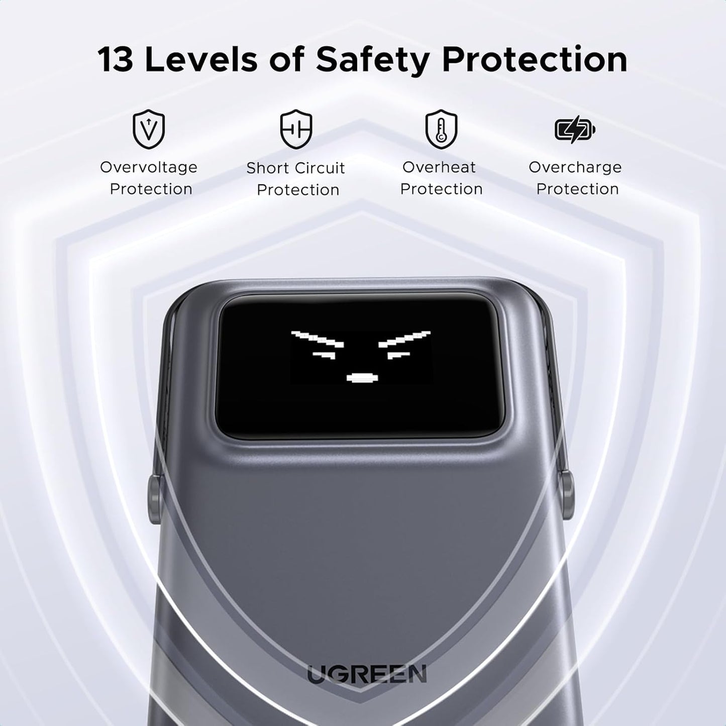 Externá bezdrôtová batéria UGREEN PB572 Uno, 10000mAh, 20W, PD + FQI, 1 x QI - 1 x USB-C, Sivá