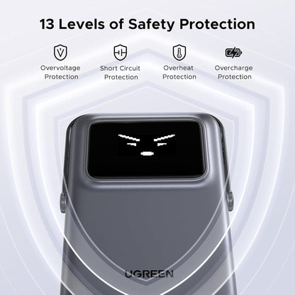 Externá bezdrôtová batéria UGREEN PB572 Uno, 10000mAh, 20W, PD + FQI, 1 x QI - 1 x USB-C, Sivá