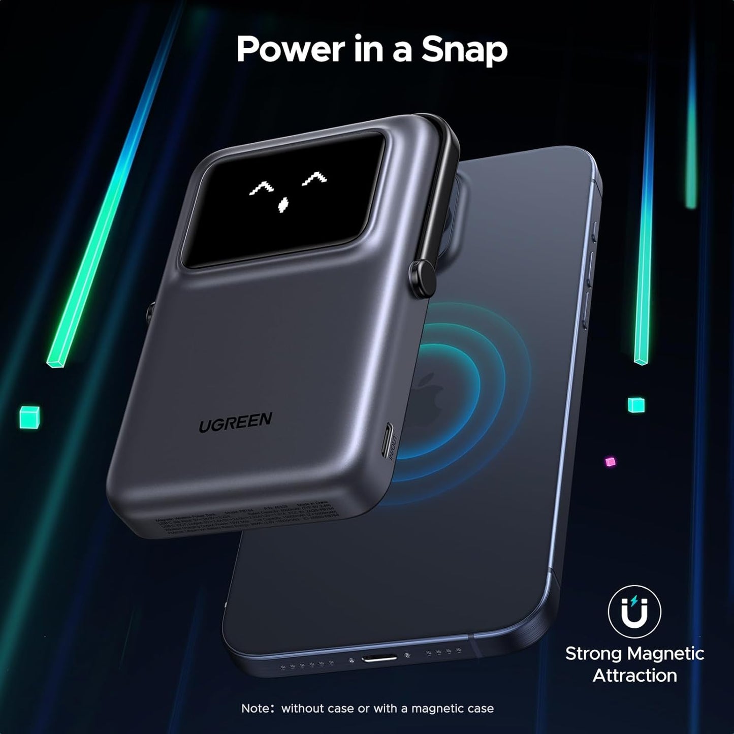 Externá bezdrôtová batéria UGREEN PB572 Uno, 10000mAh, 20W, PD + FQI, 1 x QI - 1 x USB-C, Sivá